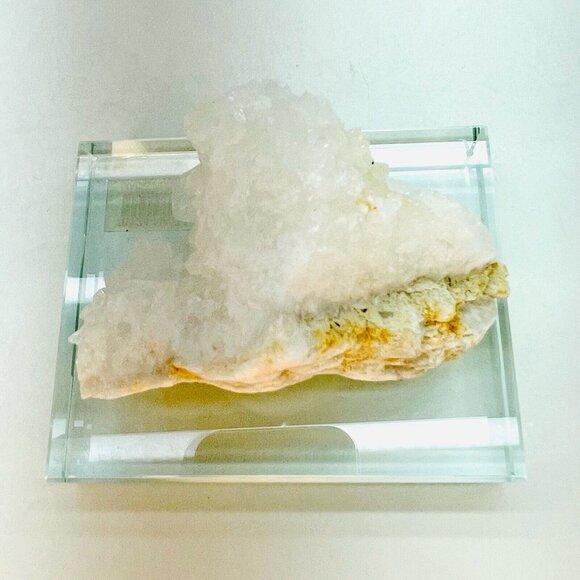 Natural Zeolite Quartz Crystal Geode On Glass Base Display 3.5"x2.5"X1.5" - Picture 8 of 16